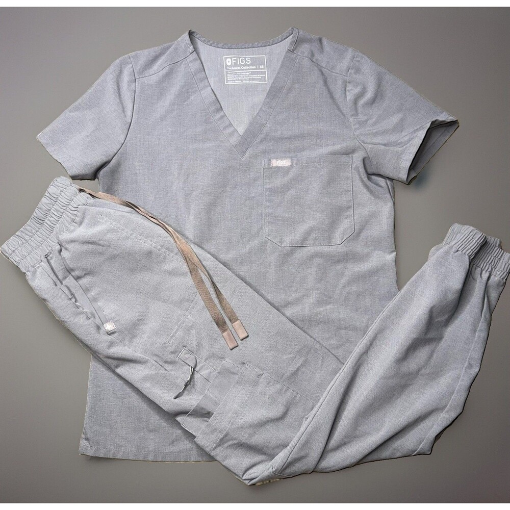 FIGS Women's Gray Scrub Set Catarina Zamora Jogger Scrub Pants Size XS